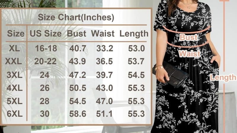 BISHUIGE Women Summer XL-6X Plus Size Maxi Dress Long Dresses with Pockets – A Versatile and Stylish Wardrobe Essential