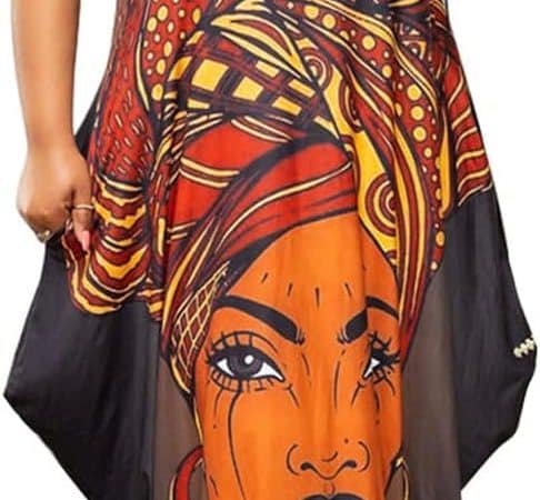 Acatmew Plus Size Maxi Dress Black Women African Print Short Sleeve Loose Pocket Oversize Long Dresses – A Stylish and Versatile Wardrobe Essential