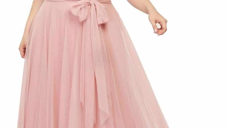 Elegant and Flattering: Ever-Pretty Plus Women’s V-Neck Wrap Empire Waist Sash Tulle A-line Plus Size Bridesmaid Dresses 07303-DA Review