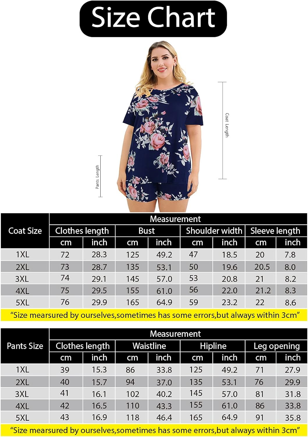 Celkuser Women's Plus Size Short Sleeve Summer Casual 2 Piece Pajama Sets Loungewear Sleepwear Pjs Pocket 3X 4X 5X CEL109 - A Cozy and Stylish Choice
